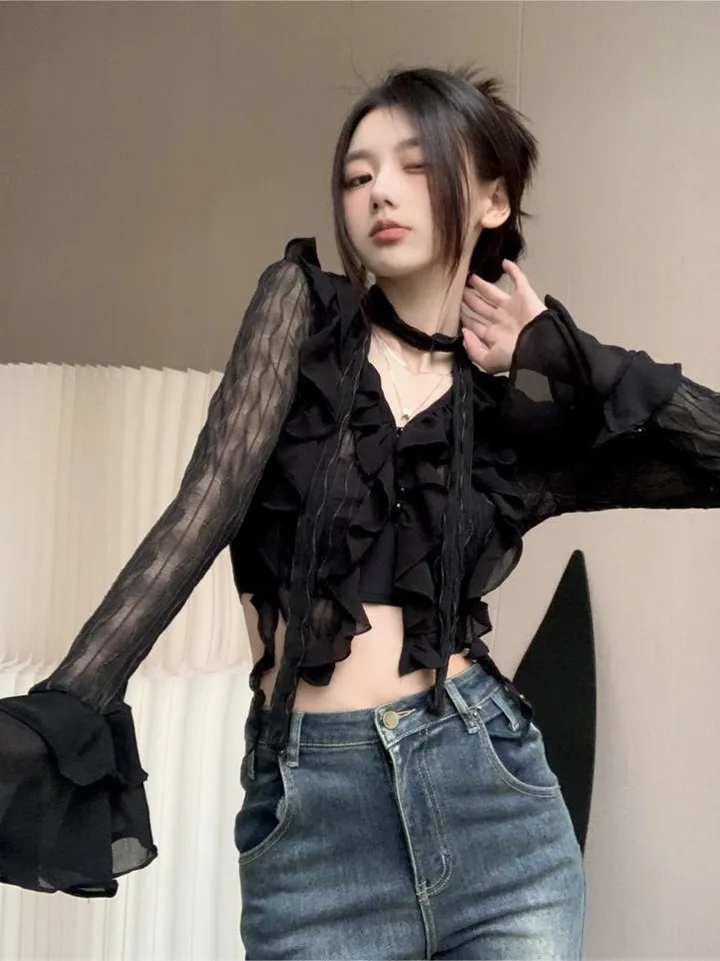 Ruffled mesh top
