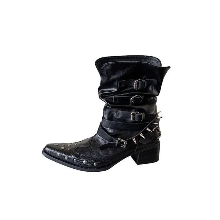 Studded pointed boots