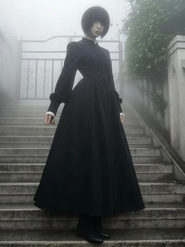 Lace stand-collar dress
